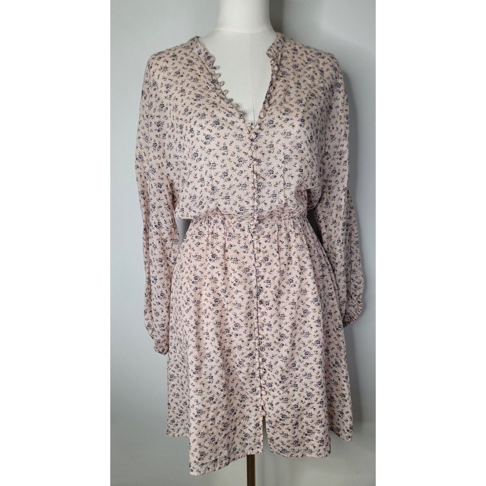 NWT Joie Galani Floral Long Sleeve Mini Dress Beige Ditsy Print Puff Sleeve S - Picture 3 of 12